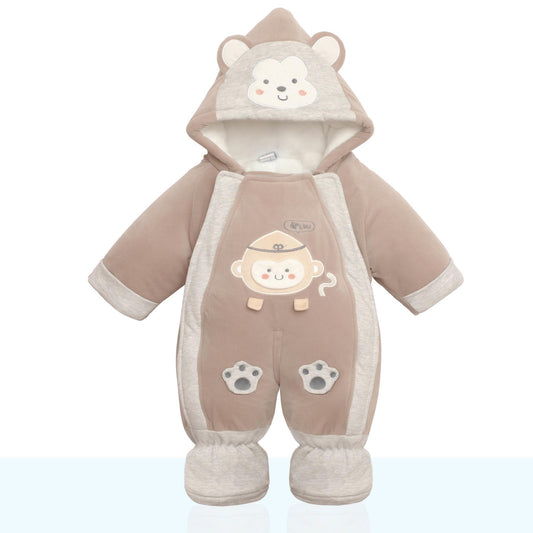 Baby Plush Jumpsuit Men's and Women's Baby Winter Lovely Outdoor Clothes Newborn Thickened Warm Climbing Clothes Ha Clothes