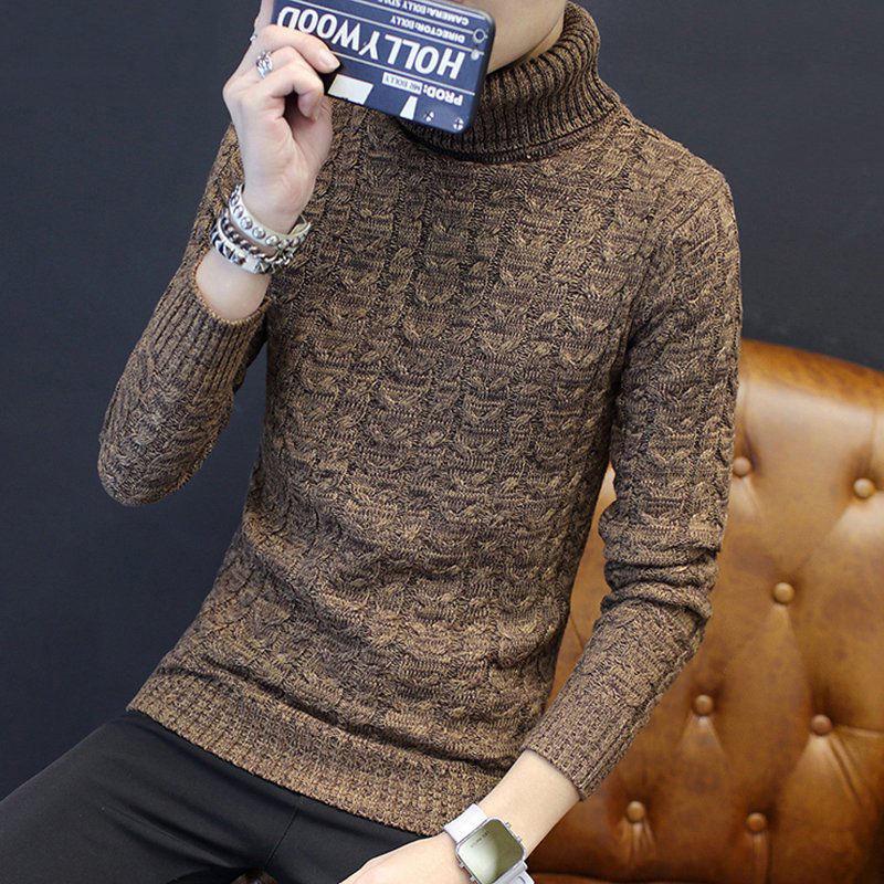 Turtleneck Sweater Men Wool Pullover Mens Sweaters Solid  High Neck Male Sweter Shirt Jumper Casual