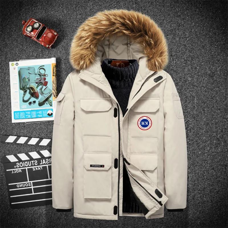 Winter Big Goose Down Jackets Men's Fashion Fur Collar Mid-length Thick Plus Down Jacket Korean Version