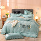 Korean Towel Embroidered Crystal Velvet Four-piece Flannel Sheet Duvet Cover Bedding