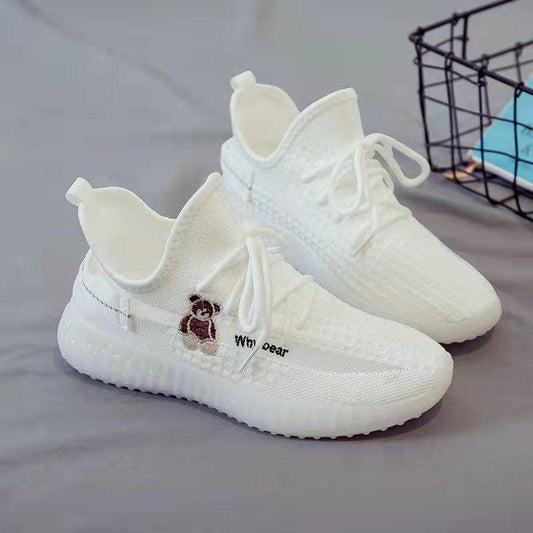 Female Bear Sneakers Student Summer Mesh Breathable Mesh Shoes Korean Version of Casual White Shoes