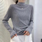 Autumn Winter Women Stretch Pleated Slim Knit Sweater All-match Thin Bottoming Shirt Top High Neck Pullover Jumper