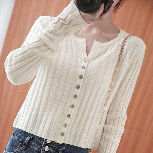 Autumn and Winter Knitted Sweater Fashion Casual Cardigan Jacket Short Long-sleeved Middle-aged Women's Top