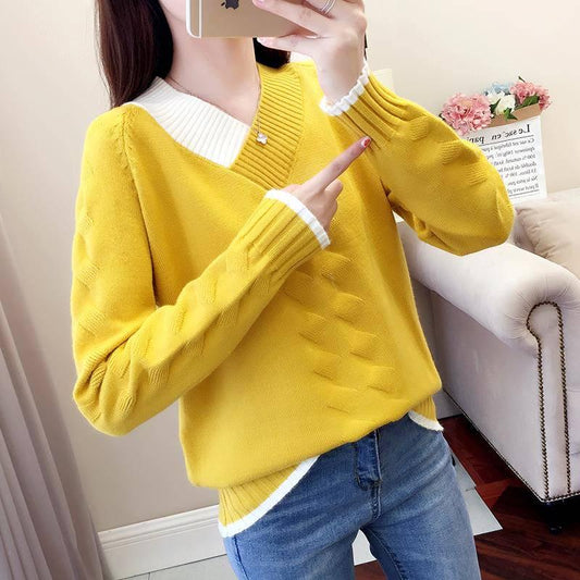 Women Knitted Sweaters Pullovers Long Sleeve Sweater Slim Elastic Short Sweater Women