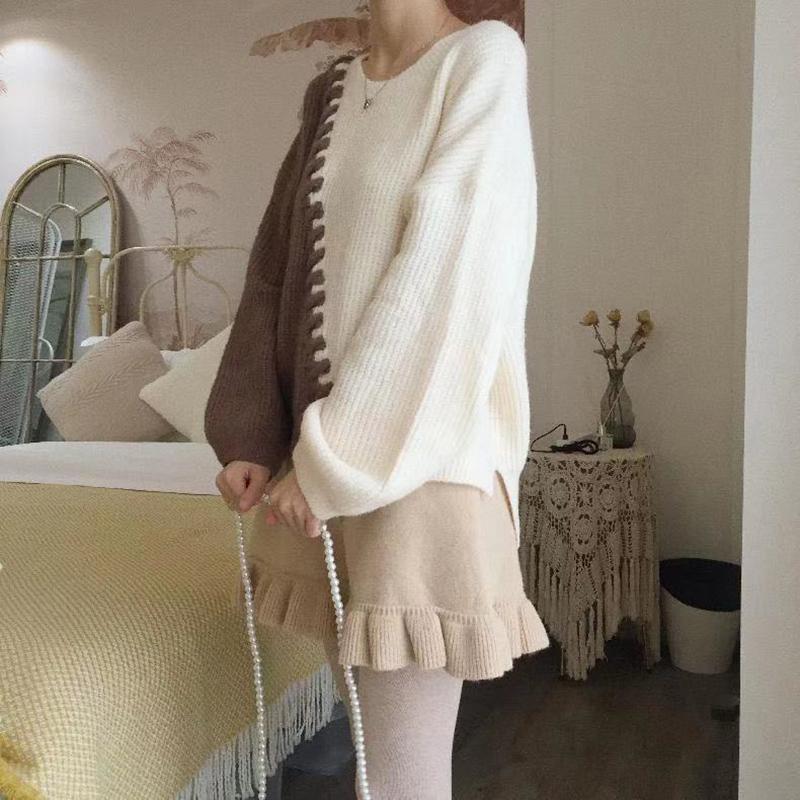 Autumn Winter  Women Fashion Sweater Casual Knitting Sweater  Round Neck Pullovers Loose Casual Long Sleeve Sweater