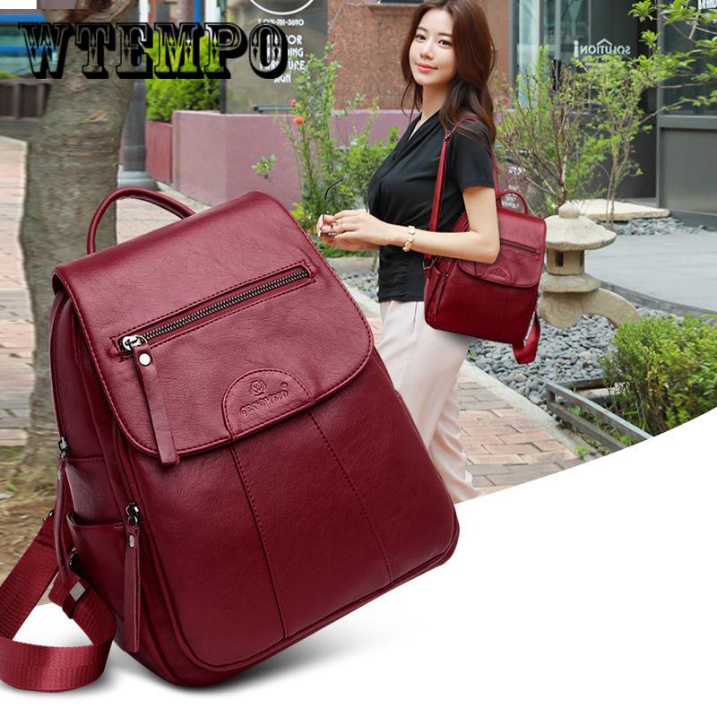 Fashion Women Backpack  Leather Black Travel Bags Girl's Schoolbag High Quality Knapsack