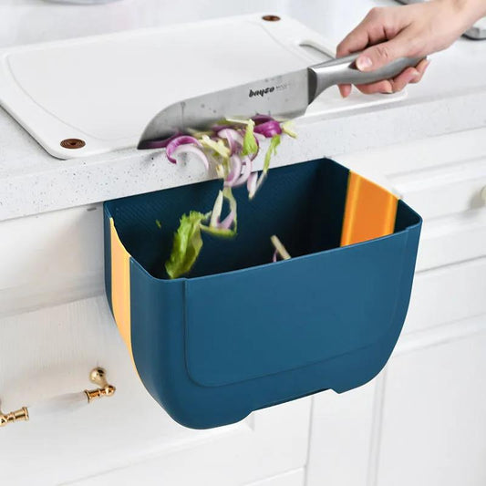 Kitchen Trash Can Hanging Household Wall-mounted Folding Storage Bin Classification Cabinet Door Kitchen Waste Garbage Bin Toilet