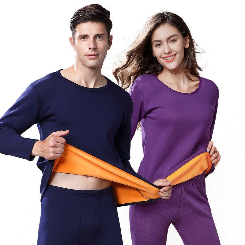 Men Winter Autumn Plus Velvet Thicken Thermal Underwear Tight Suit High Elasticity Soft Lining O-neck Pajamas Spring Long Sleeve Clothes Breathable