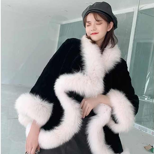 Winter Fashion Fox Fur Grass Woman Coat Plush Thickening Medium Length Women's Leather Coat Plush Thin Rabbit Hair Coat