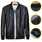 Spring and Autumn Thin Leather Jacket Men's Stand-up Collar Jacket Slim Casual Young and Middle-aged Flight Jacket Motorcycle Clothing