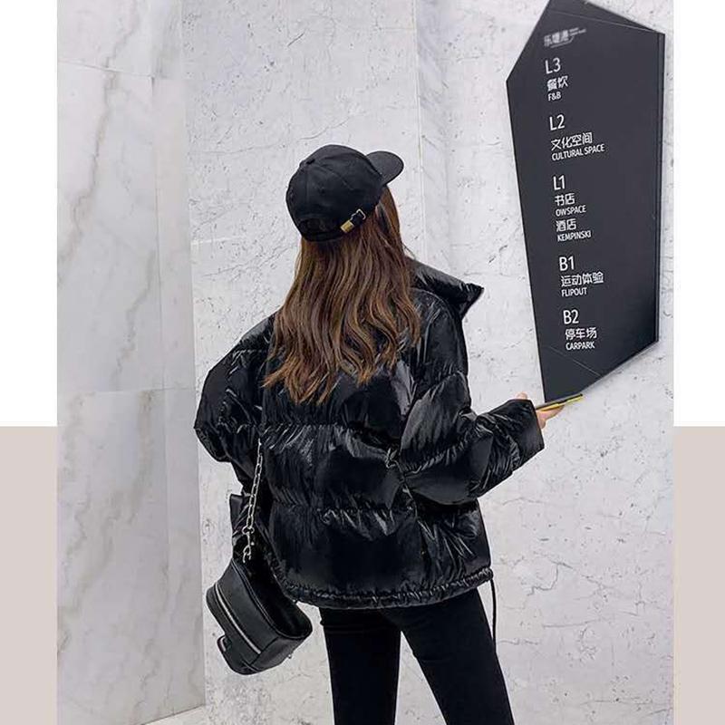 Women's Cotton-padded Jacket Outdoor Thick Warm Down Padded Jacket Loose Mid-length Shiny Zipper Jacket Women Winter Clothes