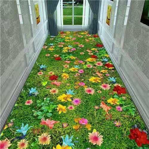 3D Living Room Carpets Indoor Entrance Doormat Bedside Area Rug Flower Grass Plants Kitchen Corridor Rug Carpet