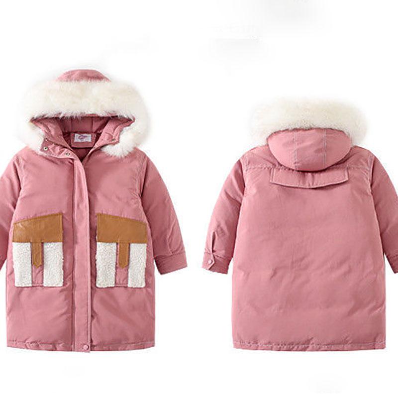 Warm and Windproof Children's Cotton Clothing Winter Girls Over The Knee Cotton Coat Mid-length