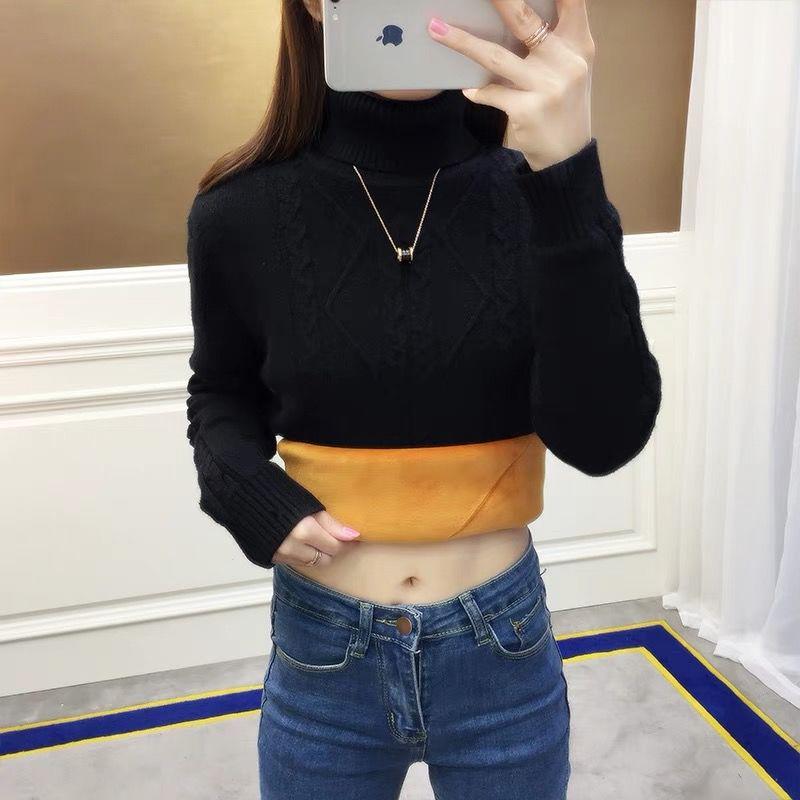 High neck sweater women's autumn and winter fashion Slim sweater large size cold warm sweater