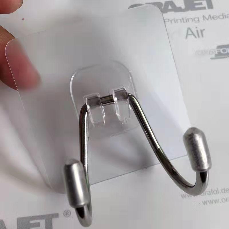 2Pcs Transparent Wall Hooks Reusable Adhesive Hooks Waterproof Oilproof Self Seamless Hanging Hook for Kitchen Bathroom Office Towel Hooks