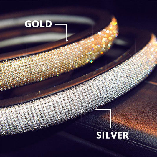 37-38cm Diameter Soft Plush Rhinestone Car Steering Wheel Cover Interior Accessories Steering-Cover Universal