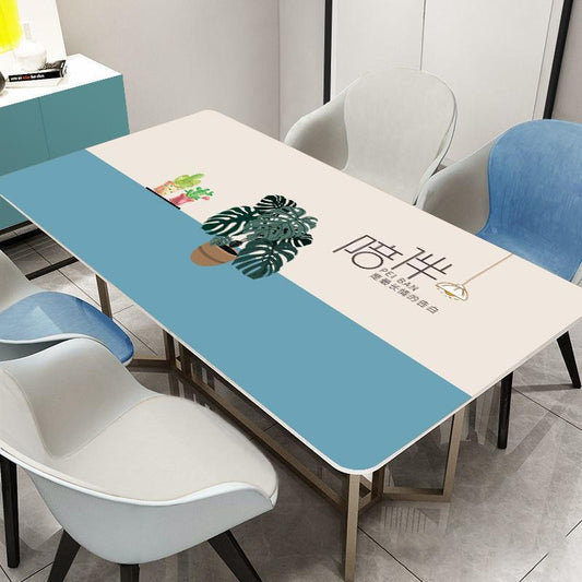 Soft Glass PVC Printed Tablecloth Waterproof Anti-scald and Oil-proof Plastic Table Mat Coffee Table Crystal Plate Table Top High-end Table Cloth