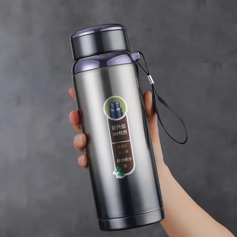 0.6/0.8/1/1.2/1.5L Stainless Steel Vacuum Flask Travel Sports Household Water Bottle Coffee Tea Water Bottle