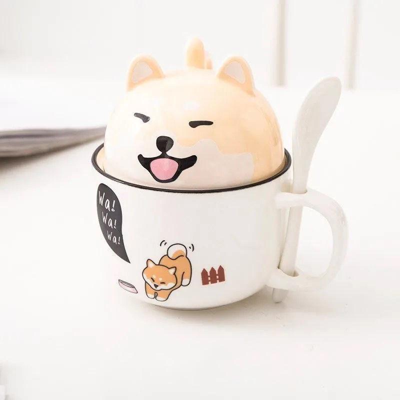 Ceramic Cup with Lid Spoon Cute Large Capacity Coffee Mug Personality Creative Trend Couple Cup Male and Female Student Gift Cup