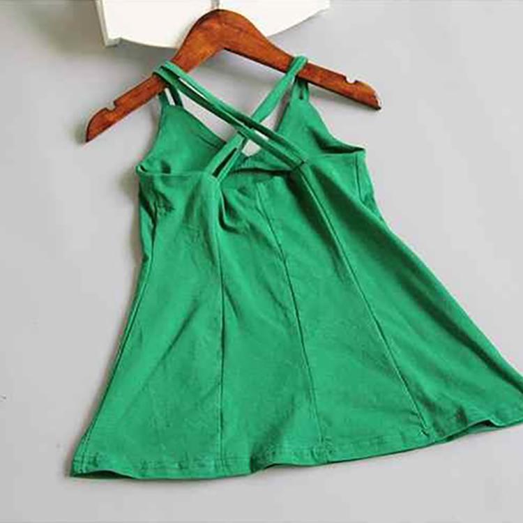 Children Dress Girls Summer Thin Waistcoat Dress with Back Cross Solid Color Sleeveless V-neck Ruffle A-line Dress