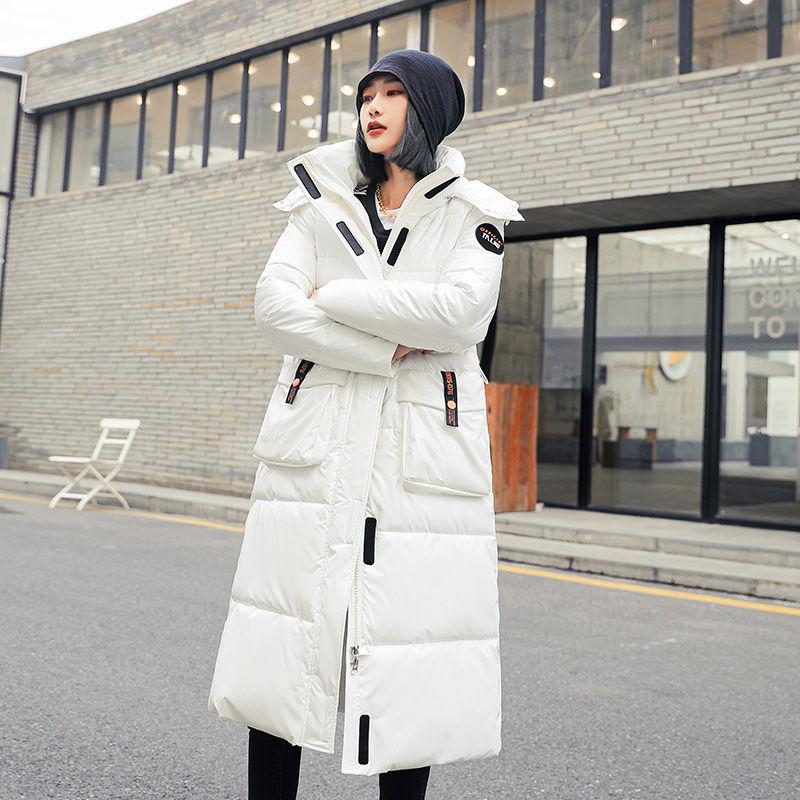 Women's Winter Korean Style Loose Quilted Coat Warm Stand-up Collar Down Jacket Women's Bright Face Long Down Jacket