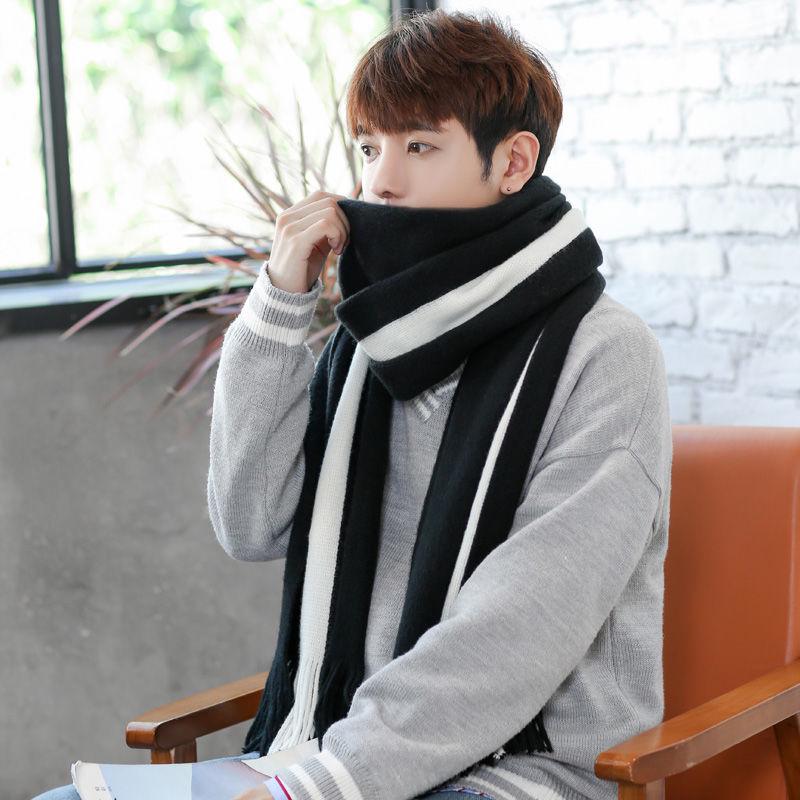 Scarves Scarf  Women's Knnitted Scarf Men's Winter Cashmere Couple Thick Wool Scarf Lovers Gift