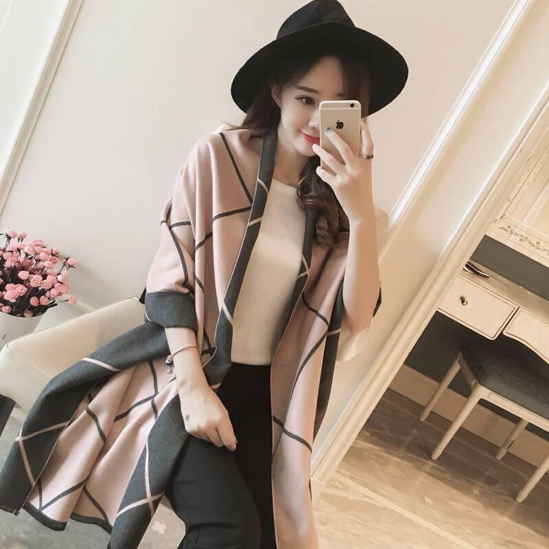 Women Wool Blend Long Scarf Tassels Warm Scarves Soft Wrap Shawl