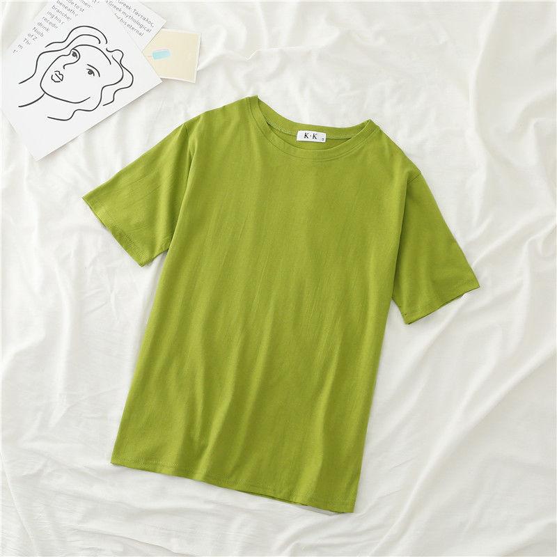 Cotton  Women Round Neck Short Sleeve Tops T Shirt