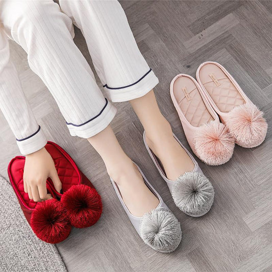 Autumn and Winter Pure Cotton Slippers Indoor Non-slip Soft-soled Shoes Warm Simple Plush Cotton Shoes