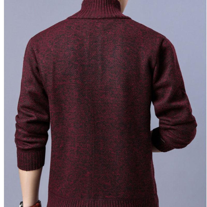 Autumn Winter Mens Jacket Slim Casual Cardigan Sweater Jacket Men Stand Collar Zipper Long Sleeved Sweaters Mens Tops Coat