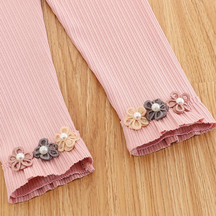 Girls' Leggings Children's Spring and Autumn Thin Flowers Ruffle Korean Cropped Trousers Stretch Pants Baby Outer Wear and Inner Wear