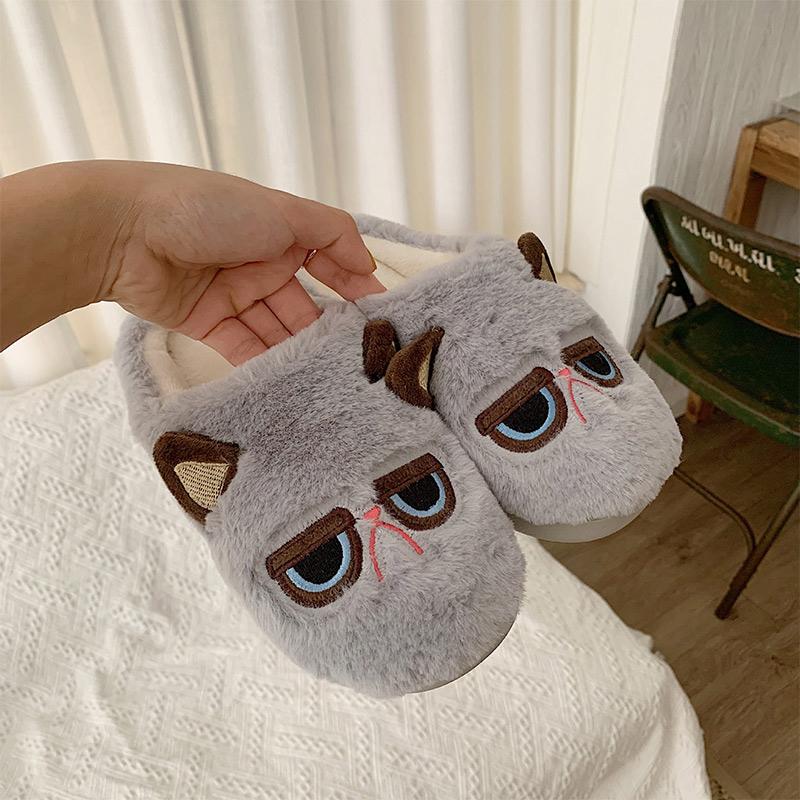 Women Warm Slippers Ladies Cute Winter Shoes Home Cat Plush Flats Casual Fashion Indoor New Footwear Bedroom Woman Shoe 2021