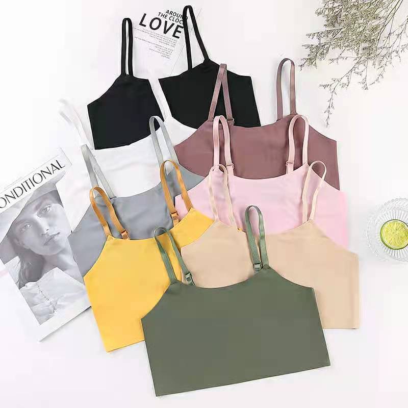 Girl Solid Breathable Soft Underwear Candy Color Teenager Cotton Sport Development Period Vest Bra