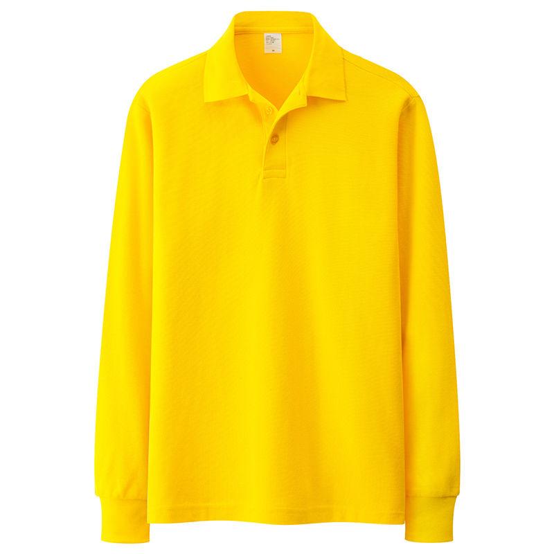 Pure Cotton POLO Shirt Men's Long-sleeved Solid Color Tops Autumn Lapel Loose Men's Clothing Suitable for Young and Middle-aged Men