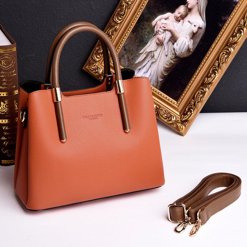 Female Bag Leather Texture Handbag Fashion All-match Messenger Bag Middle-aged European and American Ladies Bag