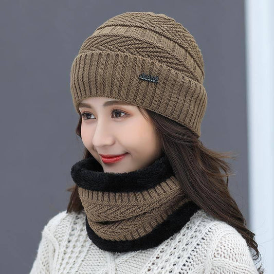 2Pcs Hat + Scarf Set Fashion Girls Lovely Gifts Unisex Warm Knitted Hat + Muffler Snowflake