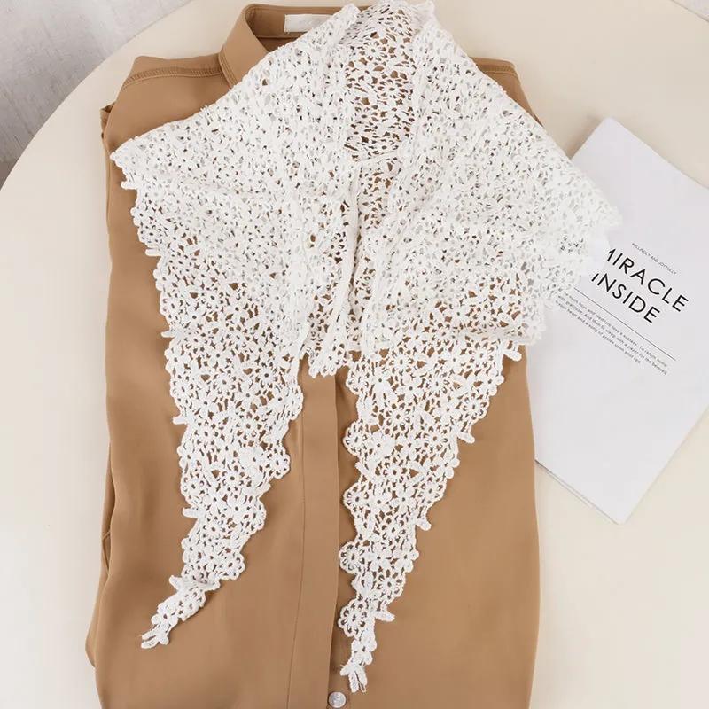 Floral Lace Hollow Small Shawl Thin Silk Scarf Wild Short Sun Protection Small Waistcoat Outside with A Small Scarf Mother Silk Scarf Bag Decoration