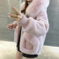 Autumn and Winter Models of Imitation Fox Fur Collar Sheep Shearing Fur Coat Women's Fall and Winter Hooded Short Wool Coat