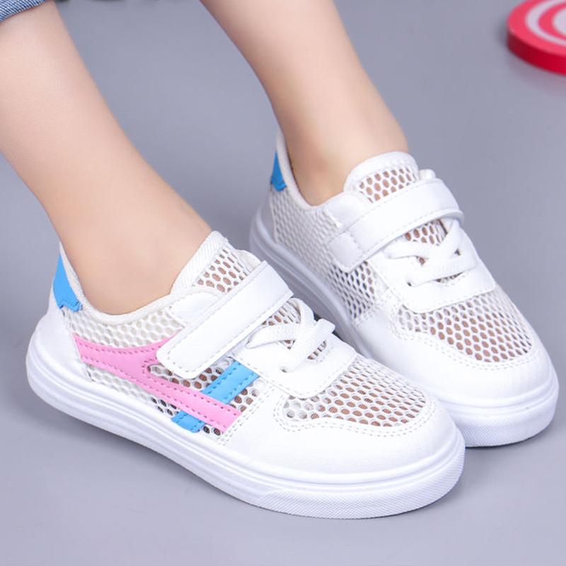 Breathable Net Shoes for Boys and Girls Summer All-match White Shoes Children's Board Shoes Mesh Sports Shoes Student Shoes