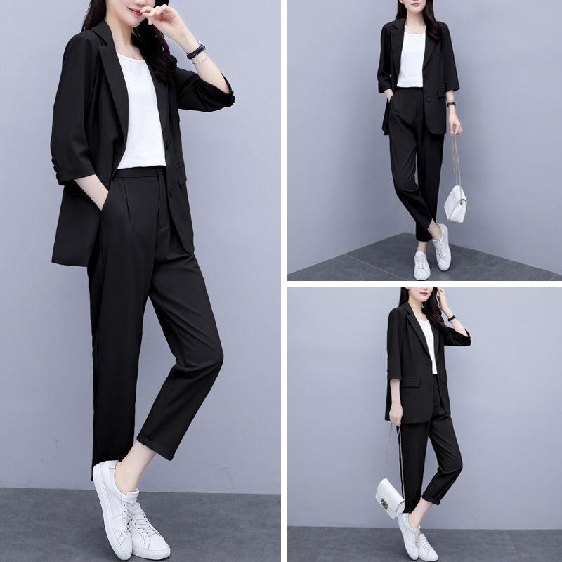 Two-piece Suit Women's Suit Jacket + Suit Straight Pants Temperament Business Suit Suit Two-piece Suit Spring and Autumn Can Be Worn