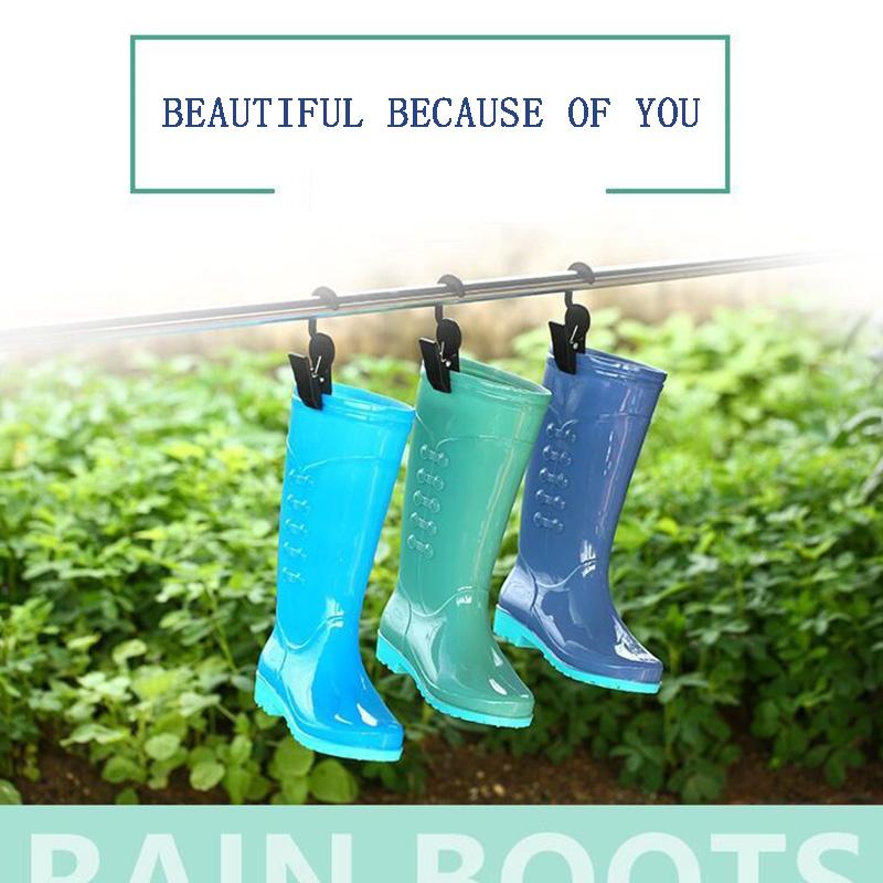 Rain Boots Women's High Tube Water Shoes Rain Boots Tendon Bottom Non-slip Waterproof Water Shoes Women's Detachable Warm Rain Boots