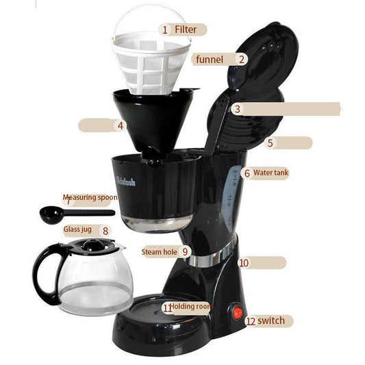 Drip Coffee Machine Filter 550W Kitchen Appliances Dripping Coffee Maker Boiled Tea Powder Milk Keep Warm 6 Cup for Gift Sonifer