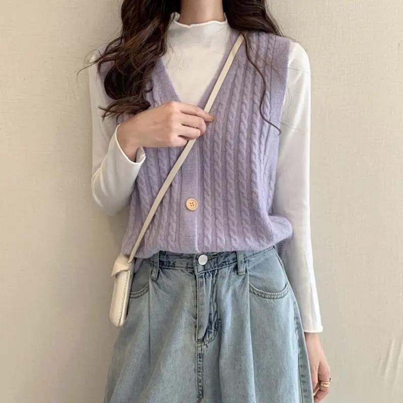 Candy Color Japanese Twist Knit Vest Women's Cardigan Jacket Short Loose Loose Wild Sweater Vest Sleeveless Waistcoat Waistcoat Sweet Style