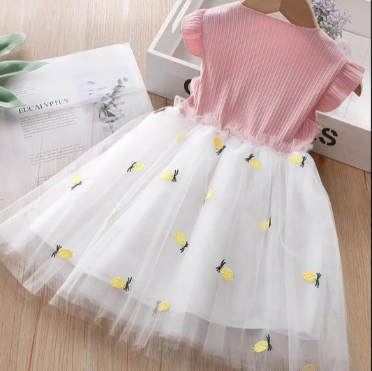 Girls' Dresses Summer Baby Girls Baby Netspineapple Skirts Children's Short-sleeved Vest Princess Dresses