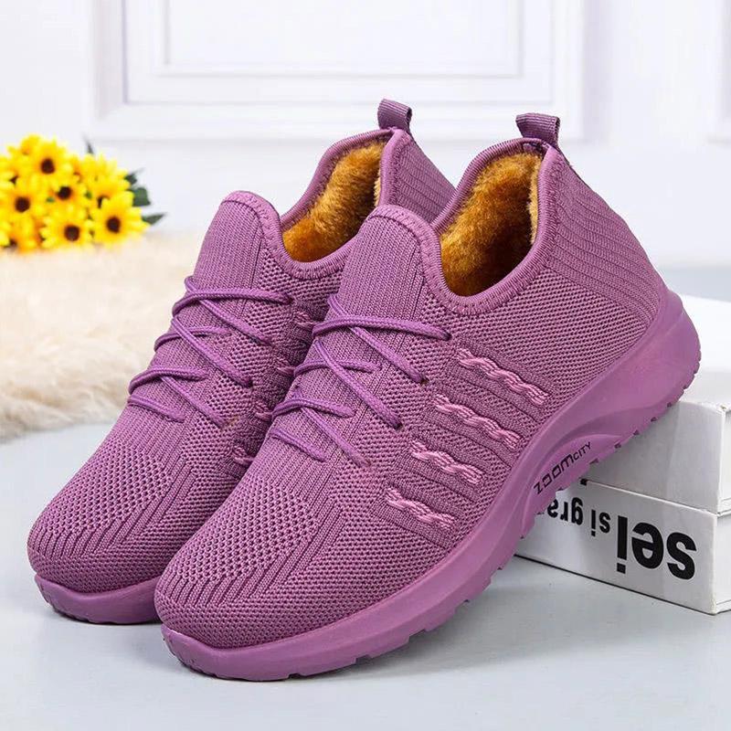 Cotton Shoes Ladies Winter Plus Velvet Warm Casual Sports Shoes Soft Bottom Non-slip All-match Middle-aged and Elderly Cotton Boots