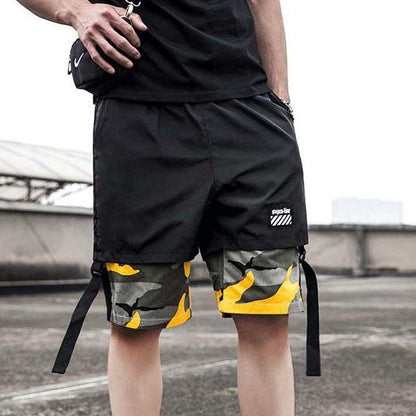 Summer Fake Two-piece Overalls Men's Plus Fat Plus Size Loose Sports Five-point Pants Shorts