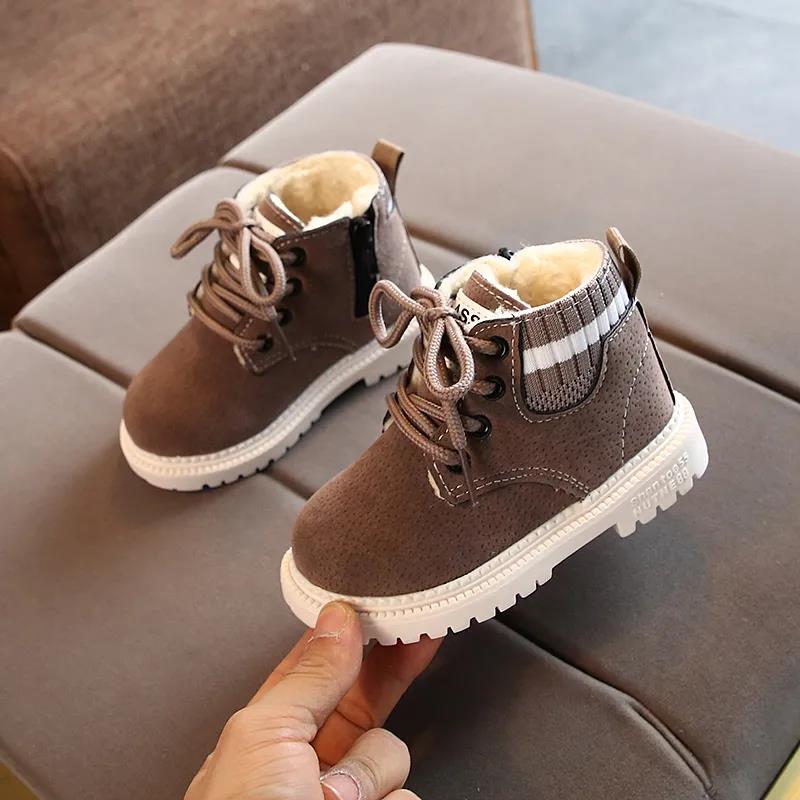 Children's Winter Shoes Kids Toddler Infant Baby Girls Boys Warm Lace Up Shoes Short Ankle Boots