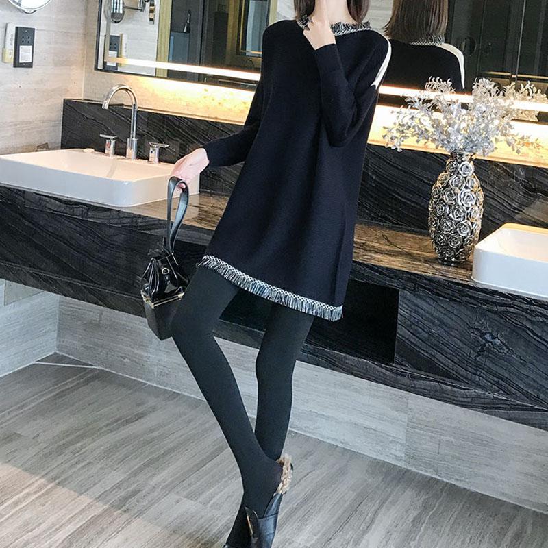 Autumn and Winter Knitted Dress Mid-length Loose Bottoming Shirt Fashion Simple Women's Sweater Skirt