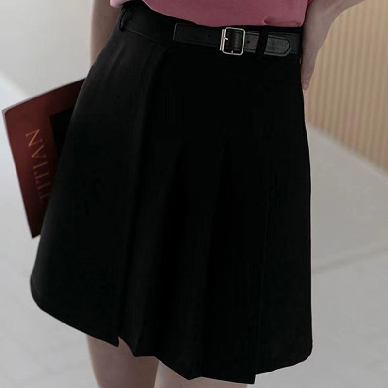 Woman Skirts High Waist Pleated Skirt Female Irregular Thin A-line Short Skirt Solid Color Hip Skirts Girls School Uniform Skirt