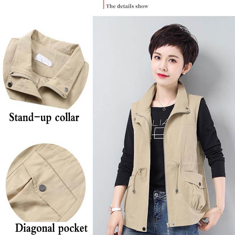 Spring and Autumn Women's Waist Waist Slimming Waistcoat Women's Short Loose Loose Mother's Wear Casual All-match Vest Waistcoat